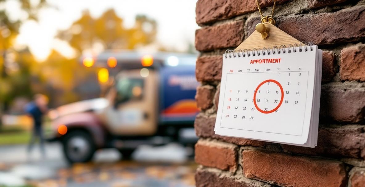 Calendar with chimney cleaning appointment marked